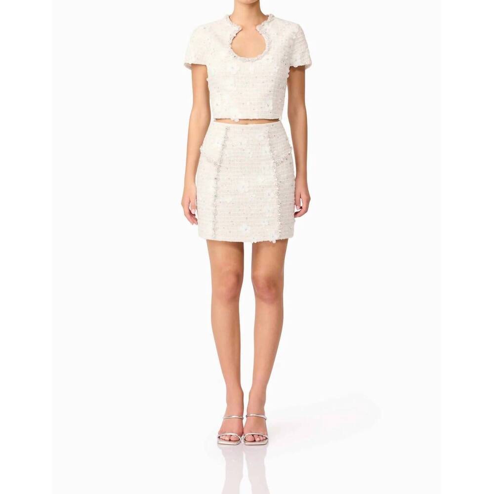 NEW ELLIATT ellouise embellished tweed set in white - Picture 3 of 8